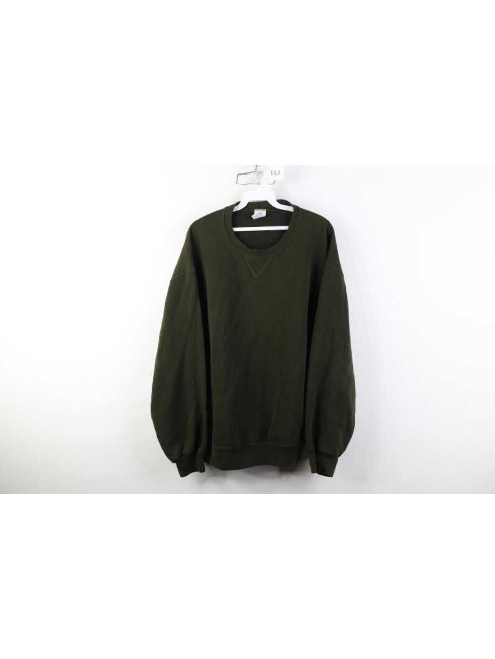 Vintage 90s Russell Athletic Mens Large Distressed Blank Sweatshirt Army Green